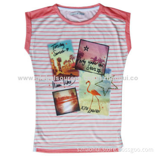 Women's Fashion Sublimation Printed T-shirt, OEM Custom Designs Available